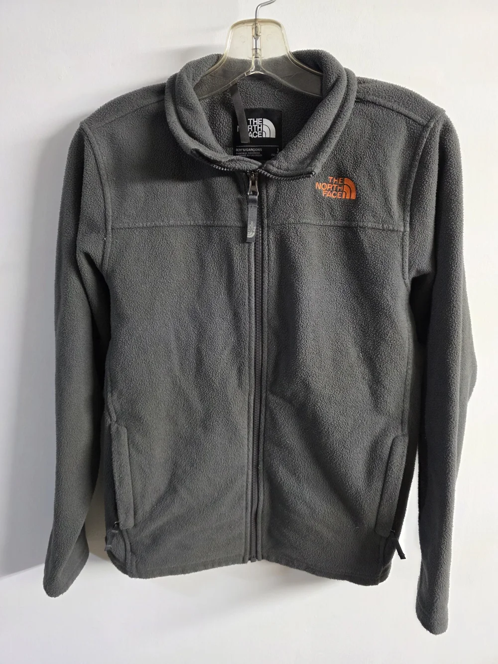 The North Face Gray Fleece Jacket with Orange Logo